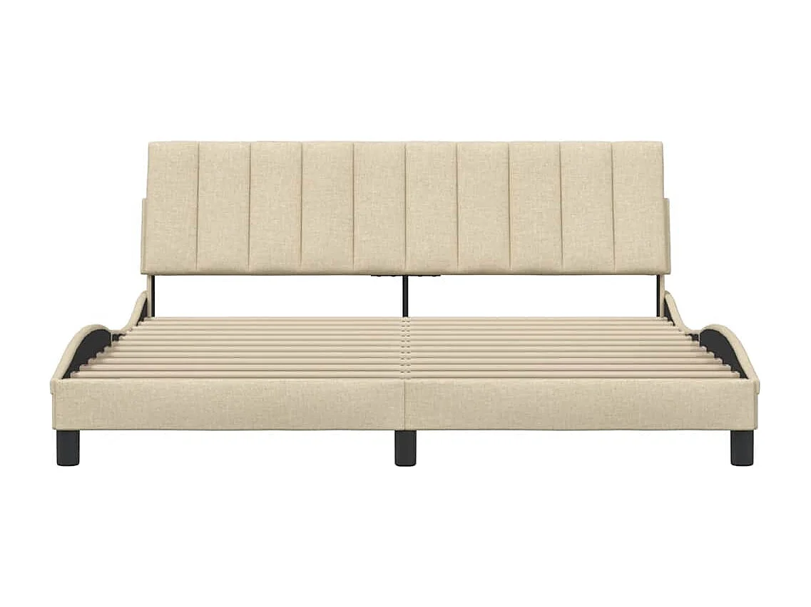 Cadre de lit sans matelas crème 180x200 cm tissu