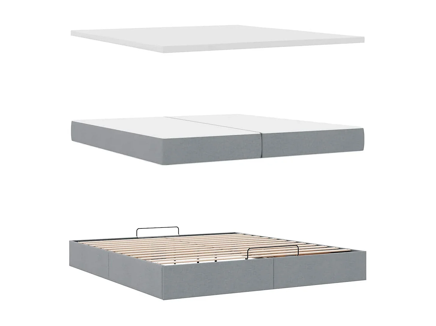 Estructura de cama otomana con colchón gris claro 200x200 cm