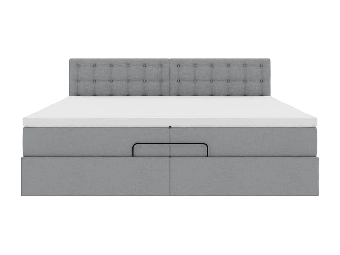 Estrutura de cama otomana com colchão 200x200 cm cinzento-claro