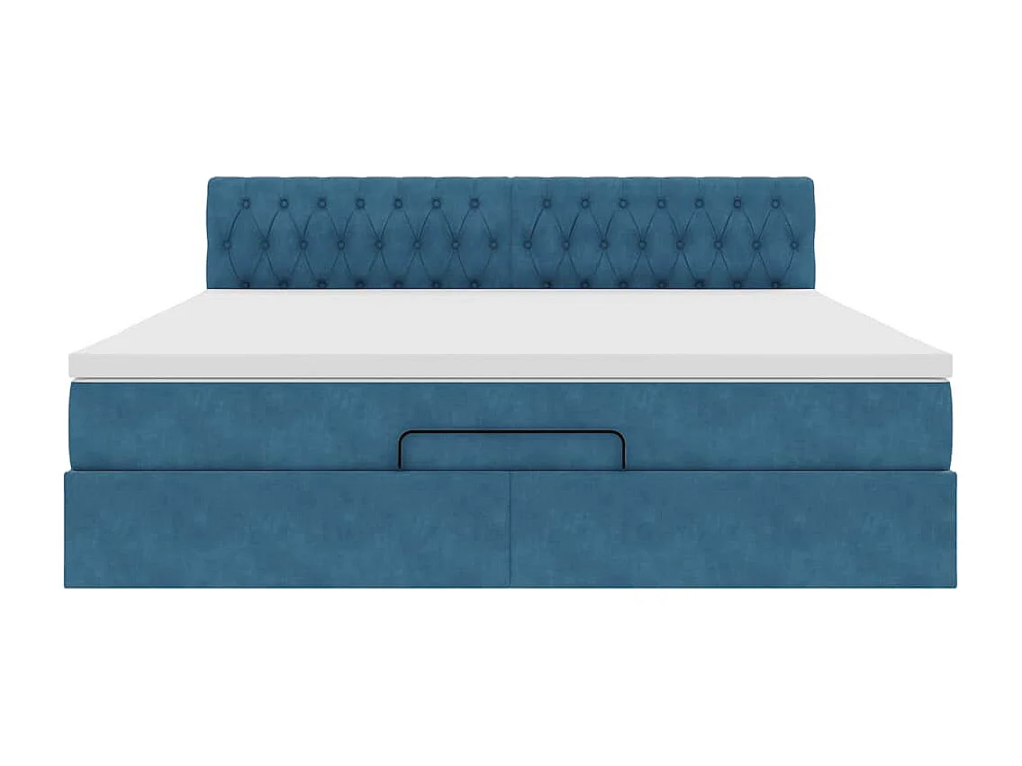 Estructura de cama otomana con colchón azul oscuro 160x200 cm