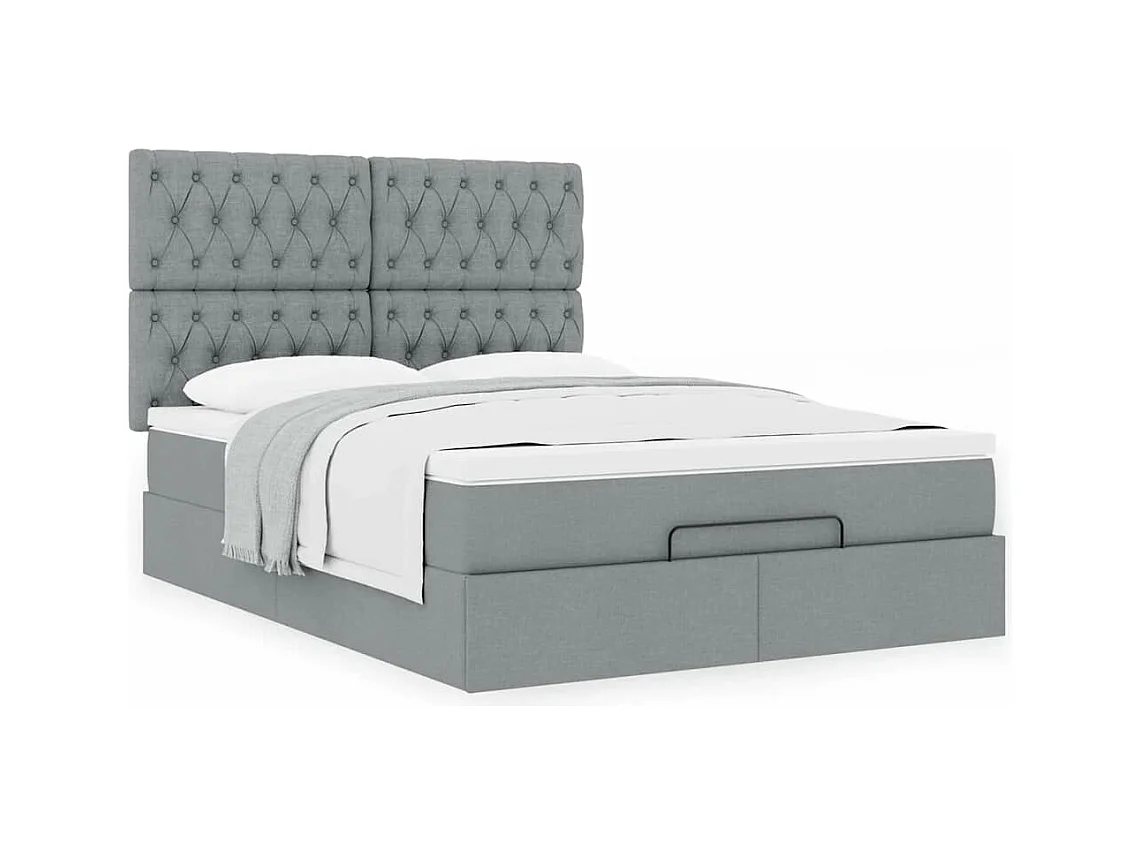 Ottoman bed met matras 140x200cm stof lichtgrijs