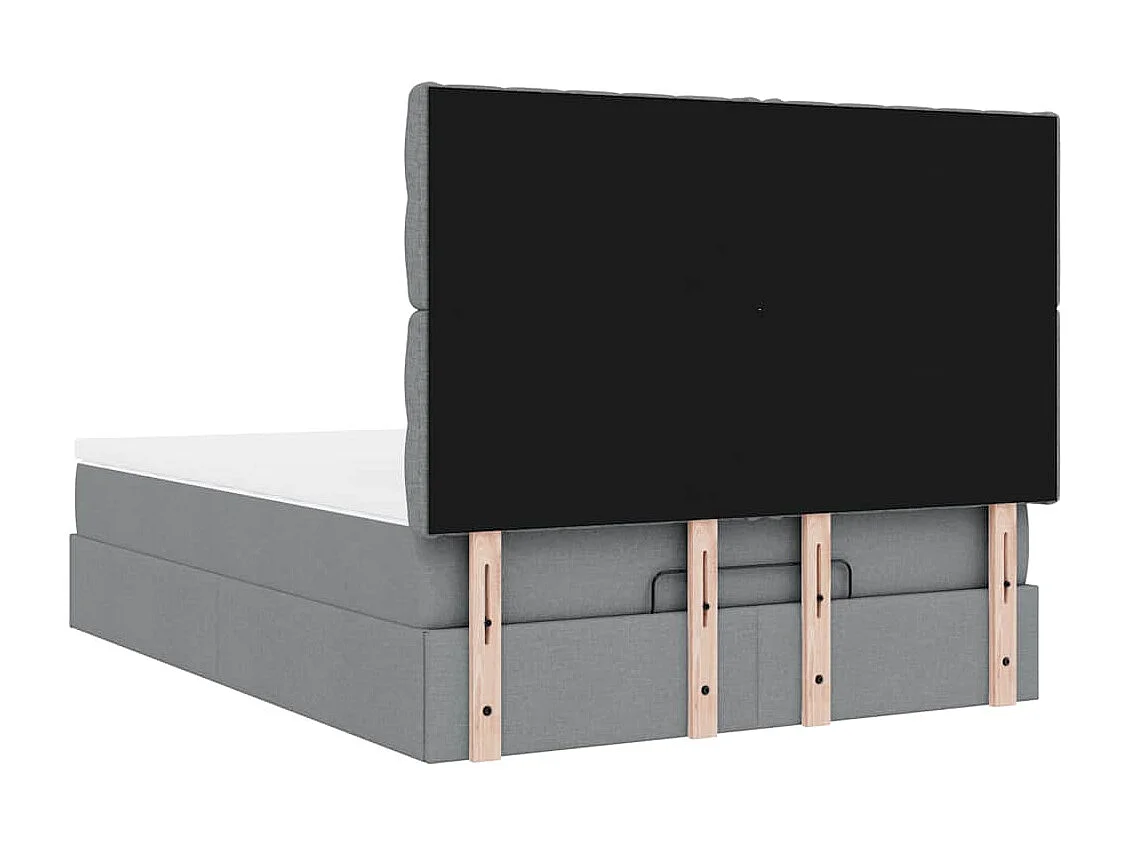Cadre de lit ottoman et matelas gris clair 140x200 cm tissu