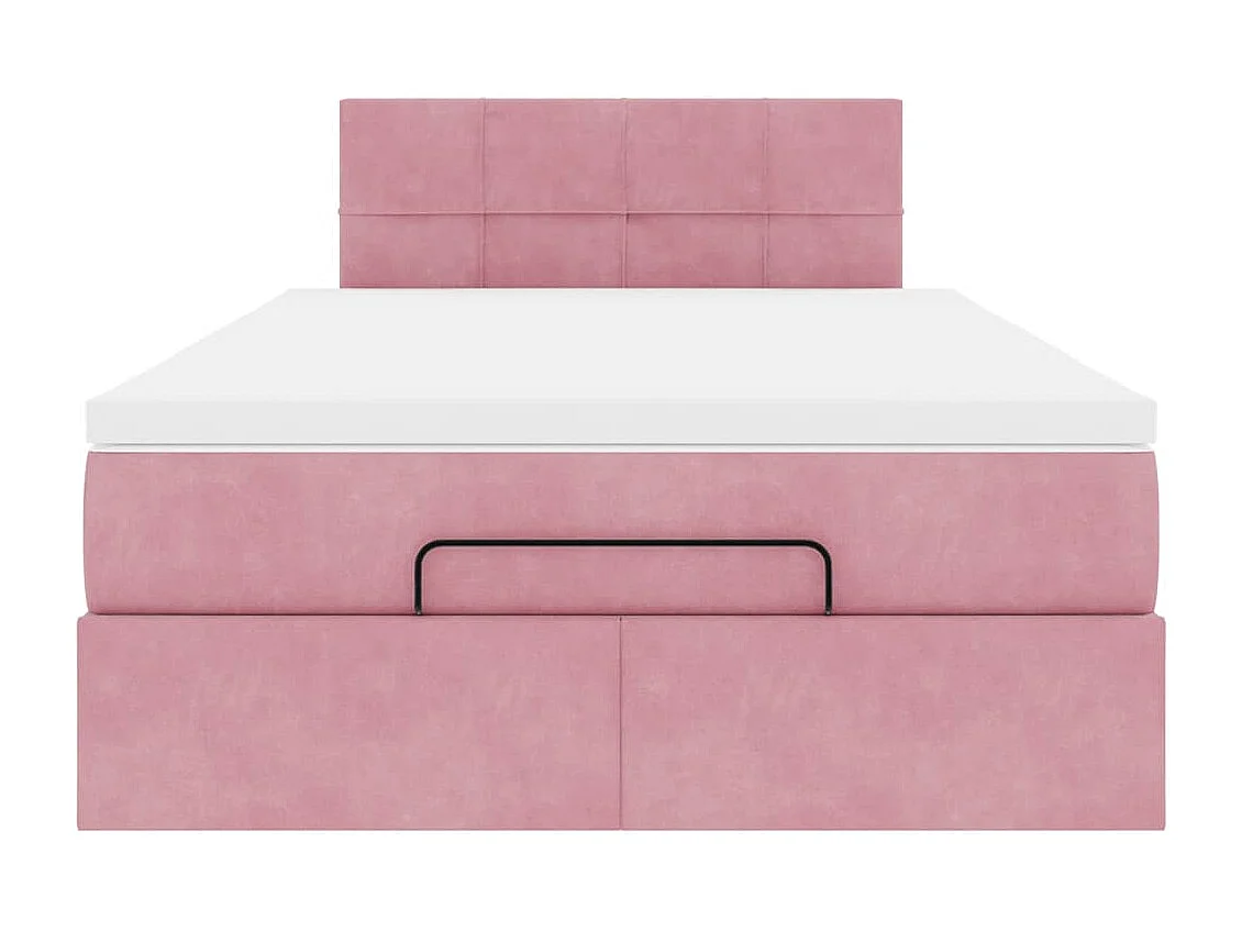 Cadre de lit ottoman avec matelas rose 120x190 cm velours