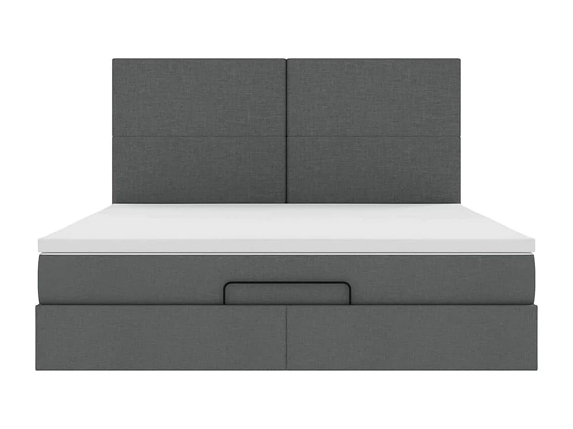 Estructura cama otomana colchón tela gris oscuro 160x200 cm
