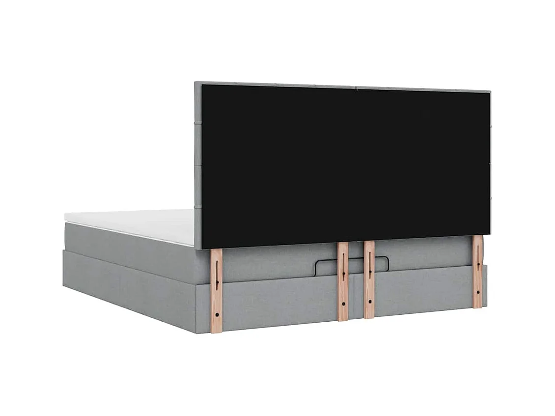 Cadre de lit ottoman et matelas gris clair 160x200cm tissu