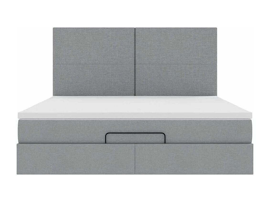 Estrutura cama otomana colchão 160x200 cm tecido cinzento claro