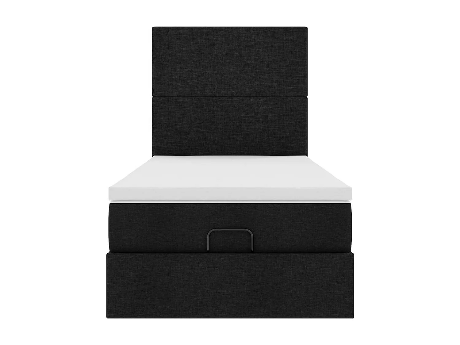 Cadre de lit ottoman avec matelas noir 80x200 cm tissu