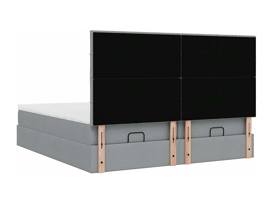 Cadre de lit ottoman et matelas gris clair 200x200cm tissu