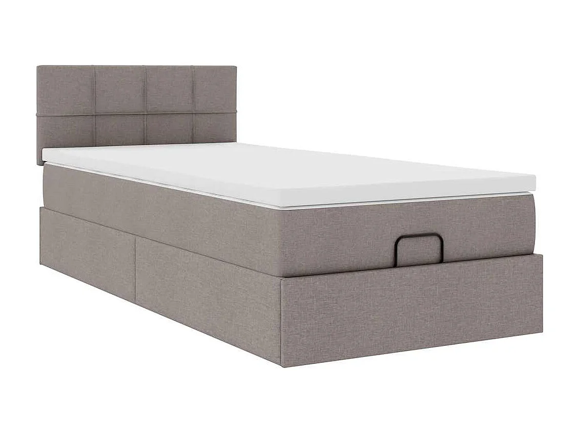 Cadre de lit ottoman avec matelas taupe 80x200 cm tissu