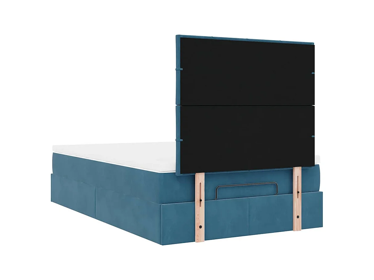 Cadre de lit ottoman avec matelas bleu foncé 120x190 cm velours