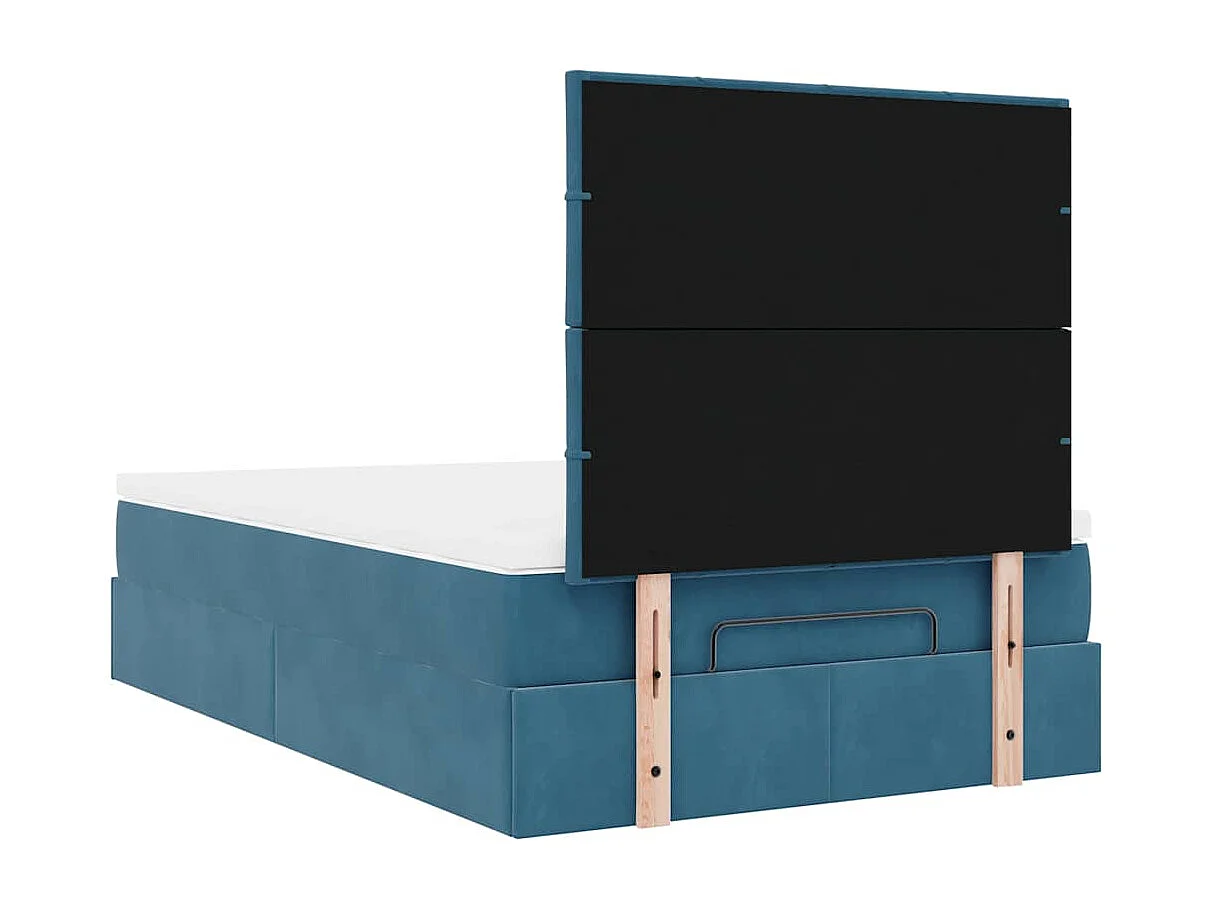 Estructura de cama otomana colchones terciopelo azul oscuro