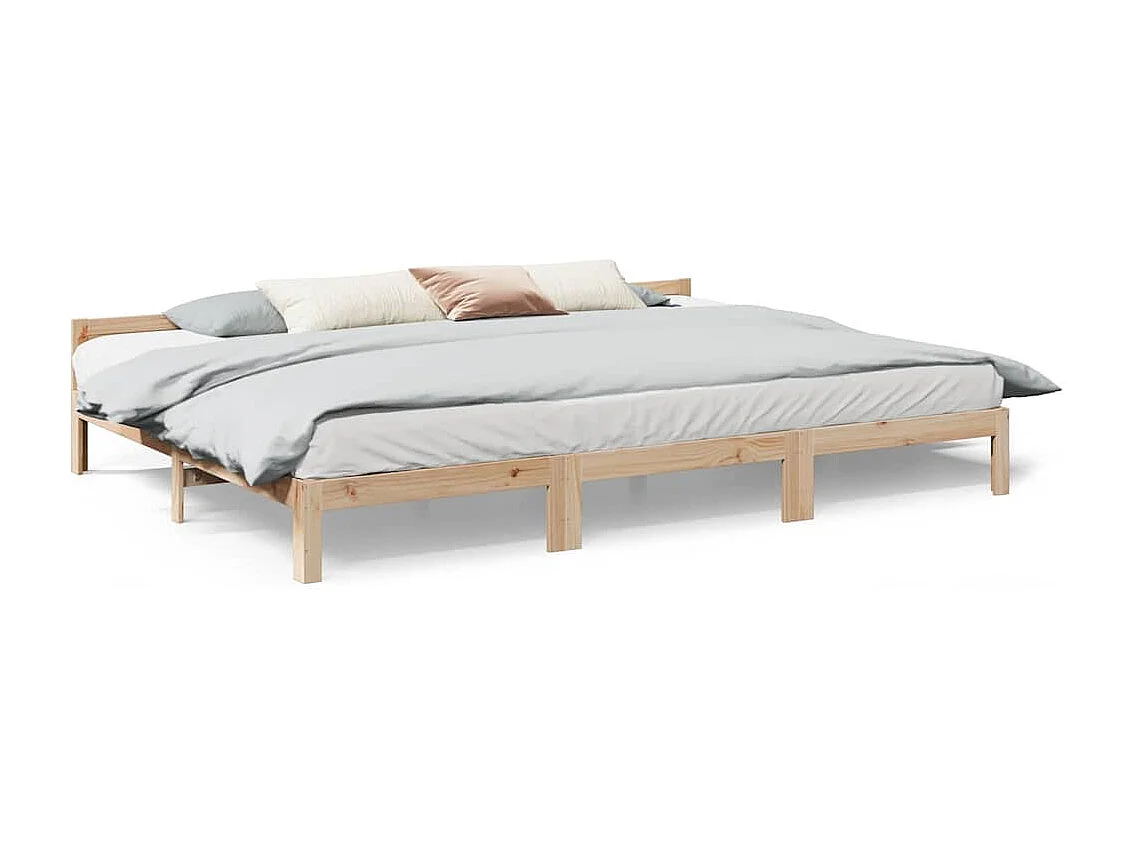 Cadre de lit familial sans matelas 240x200cm bois massif de pin