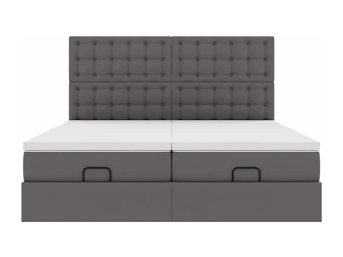 Cadre de lit ottoman avec matelas gris 180x200 cm similicuir