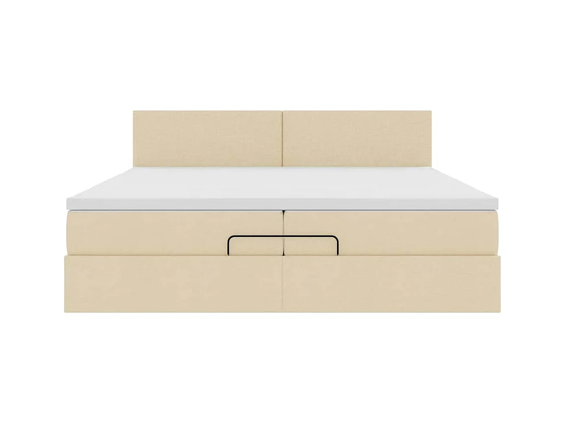 Cadre de lit ottoman avec matelas crème 200x200cm tissu