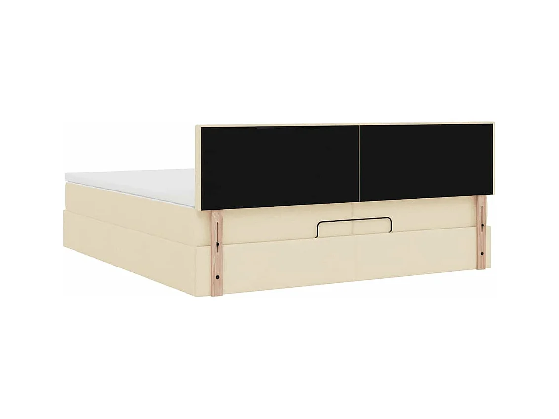Cadre de lit ottoman avec matelas crème 200x200cm tissu