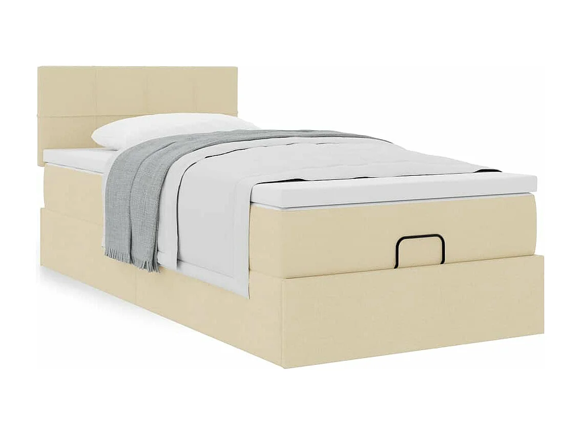 Ottoman bed met matras 90x190cm stof crèmekleurig