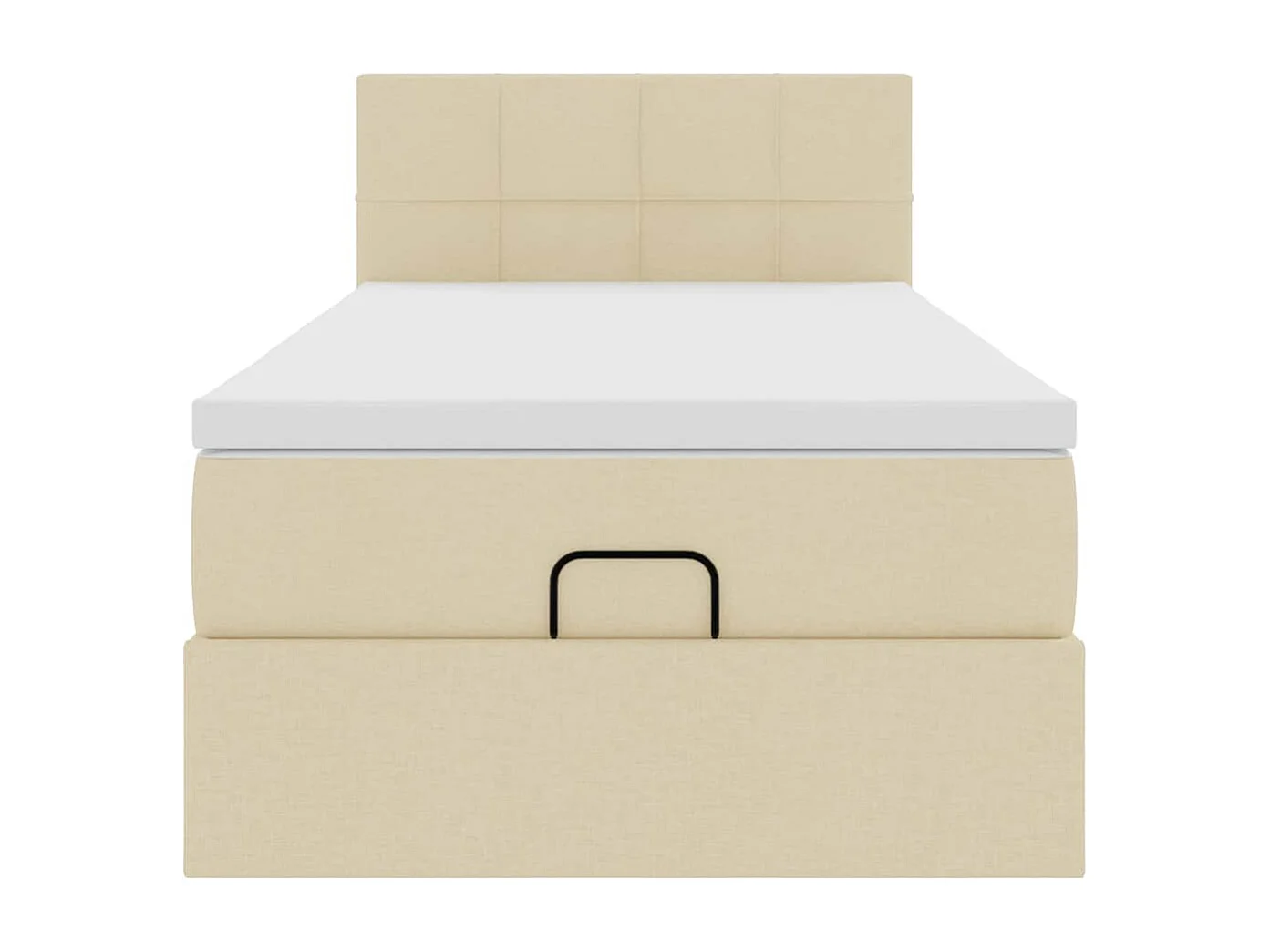 Ottoman bed met matras 90x190cm stof crèmekleurig