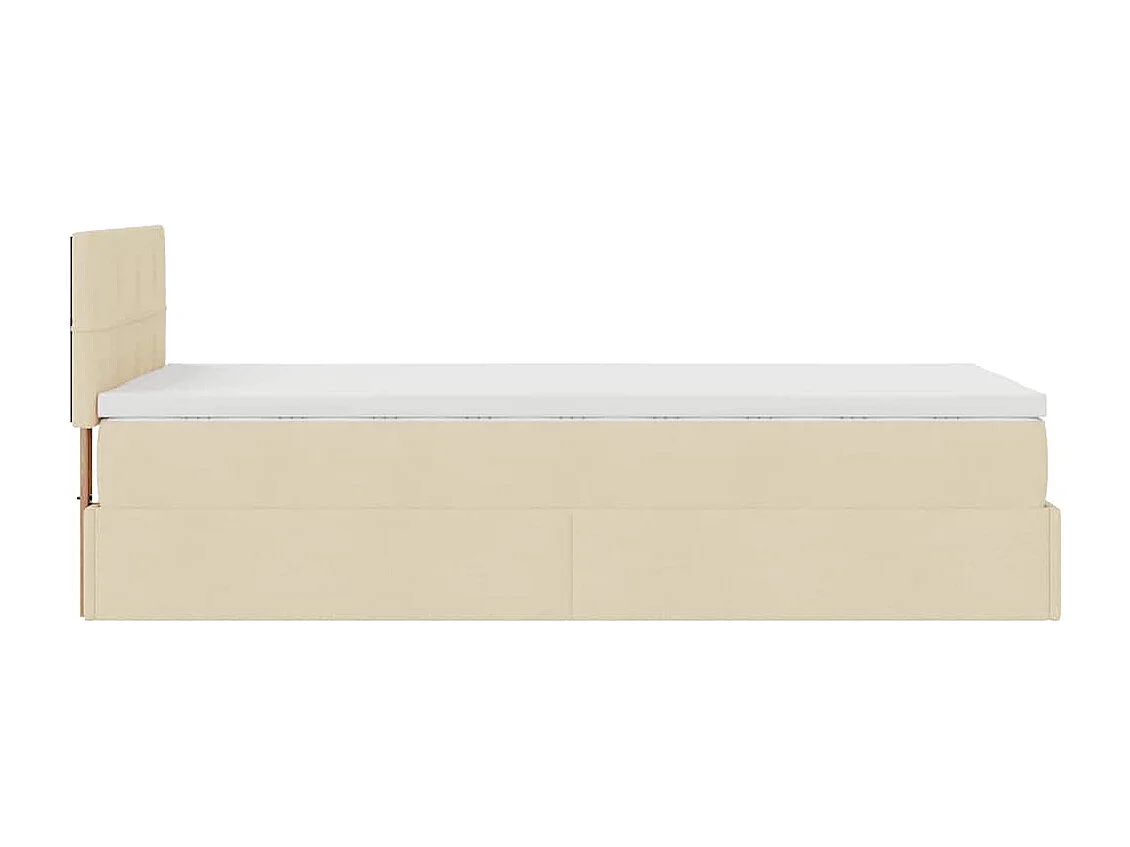 Ottoman bed met matras 90x190cm stof crèmekleurig
