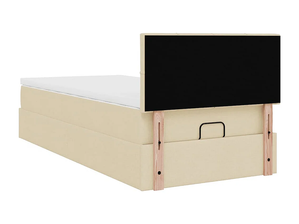 Ottoman bed met matras 90x190cm stof crèmekleurig