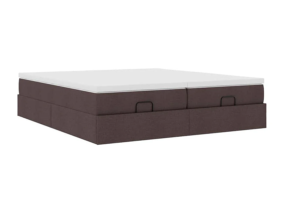 Cadre de lit ottoman avec matelas marron foncé 180x200 cm tissu
