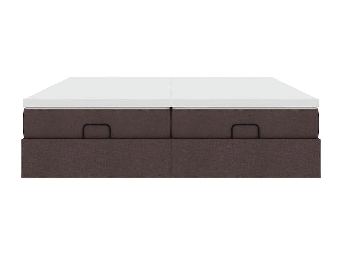 Cadre de lit ottoman avec matelas marron foncé 180x200 cm tissu