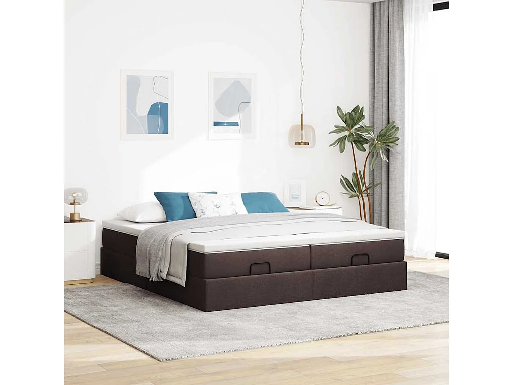 Ottoman bed met matrassen 180x200cm stof donkerbruin