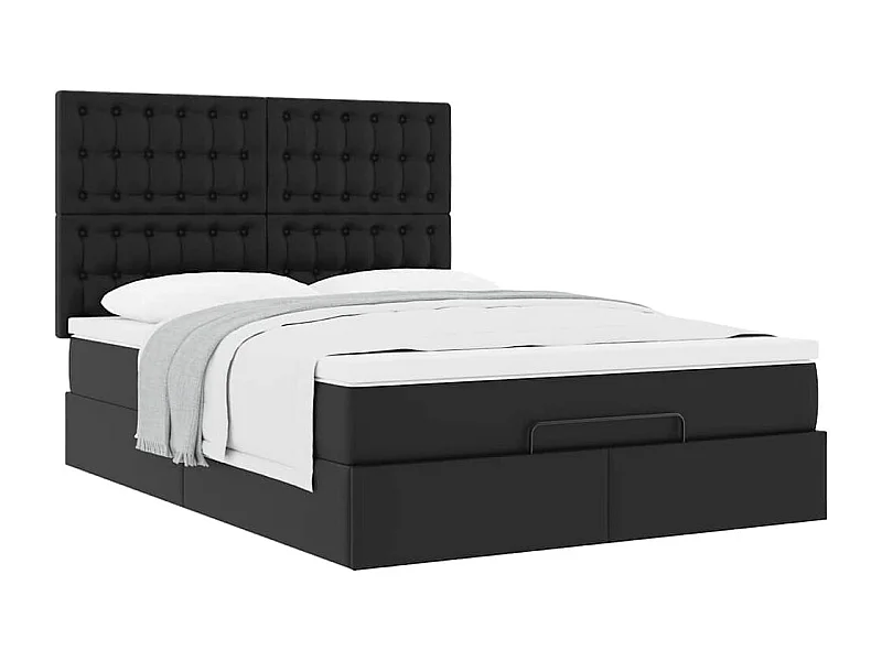 Cadre de lit ottoman avec matelas noir 140x200 cm similicuir