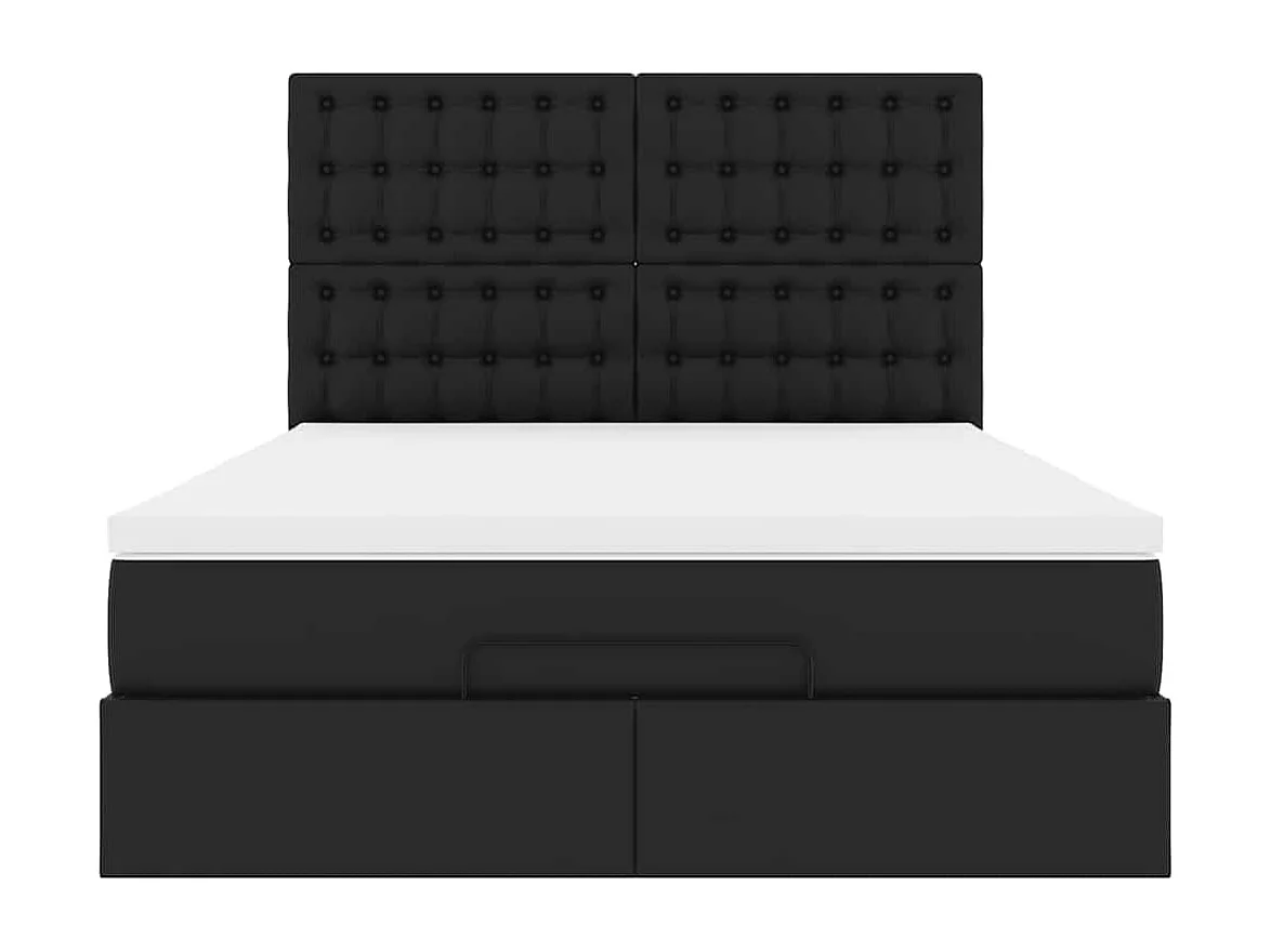 Cadre de lit ottoman avec matelas noir 140x200 cm similicuir