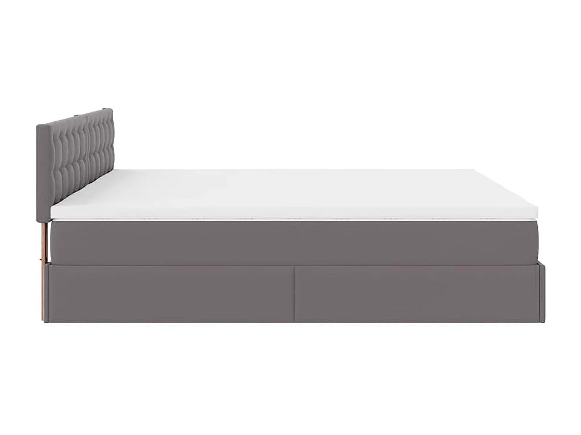 Cadre de lit ottoman avec matelas gris 180x200 cm similicuir