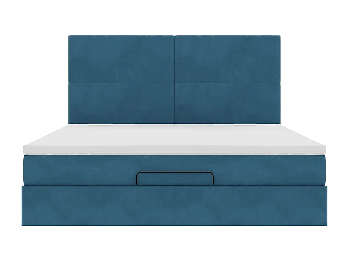 Ottoman bed met matrassen 160x200cm fluweel donkerblauw