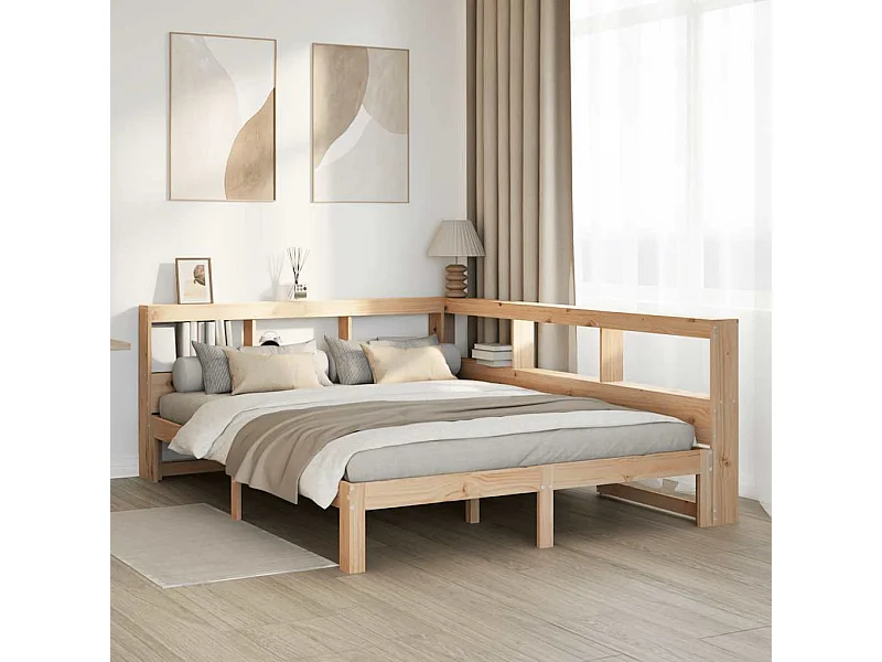 Bed met boekenkast zonder matras massief grenenhout 140x190 cm