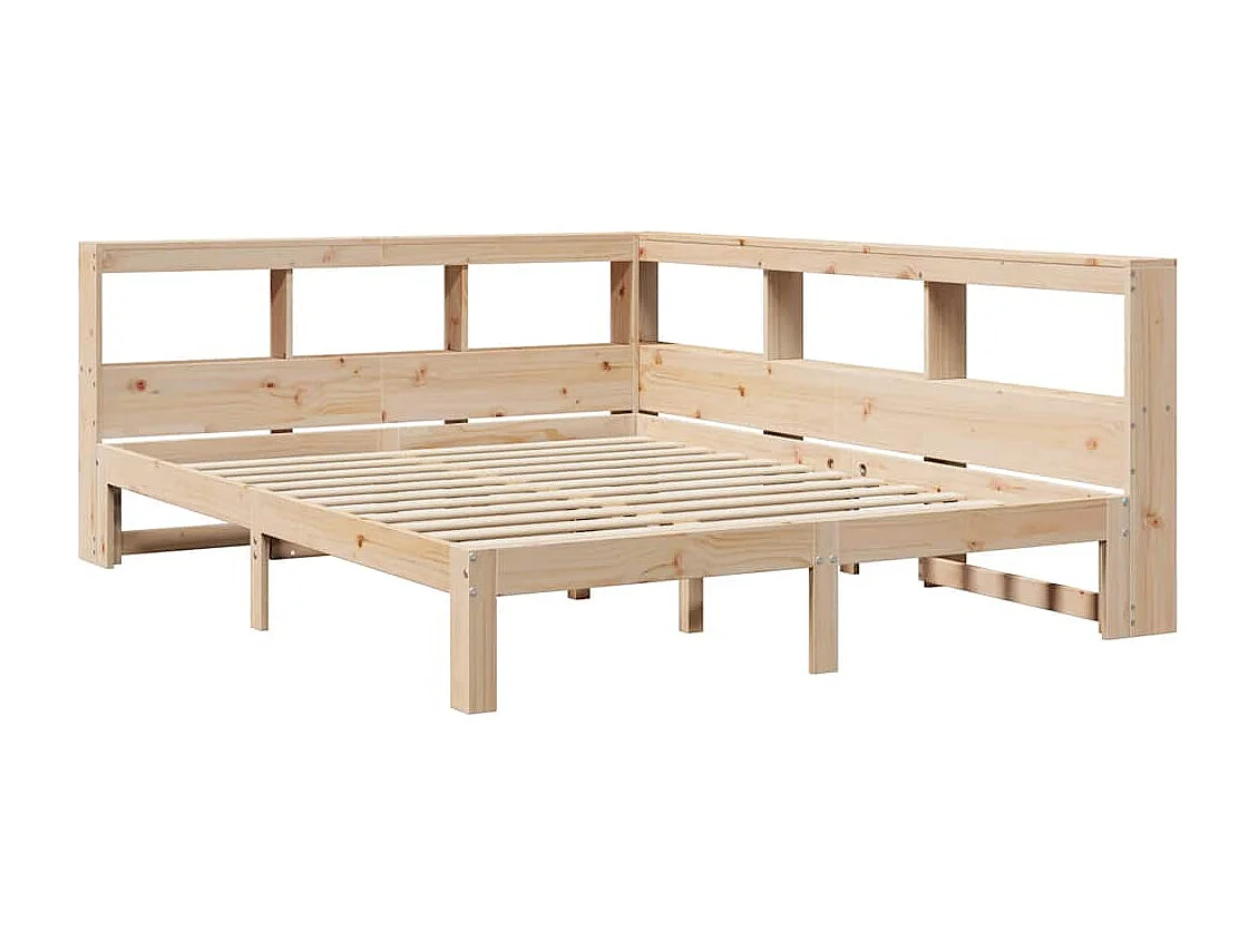 Bed met boekenkast zonder matras massief grenenhout 140x190 cm