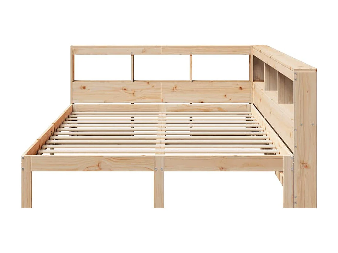 Bed met boekenkast zonder matras massief grenenhout 140x190 cm