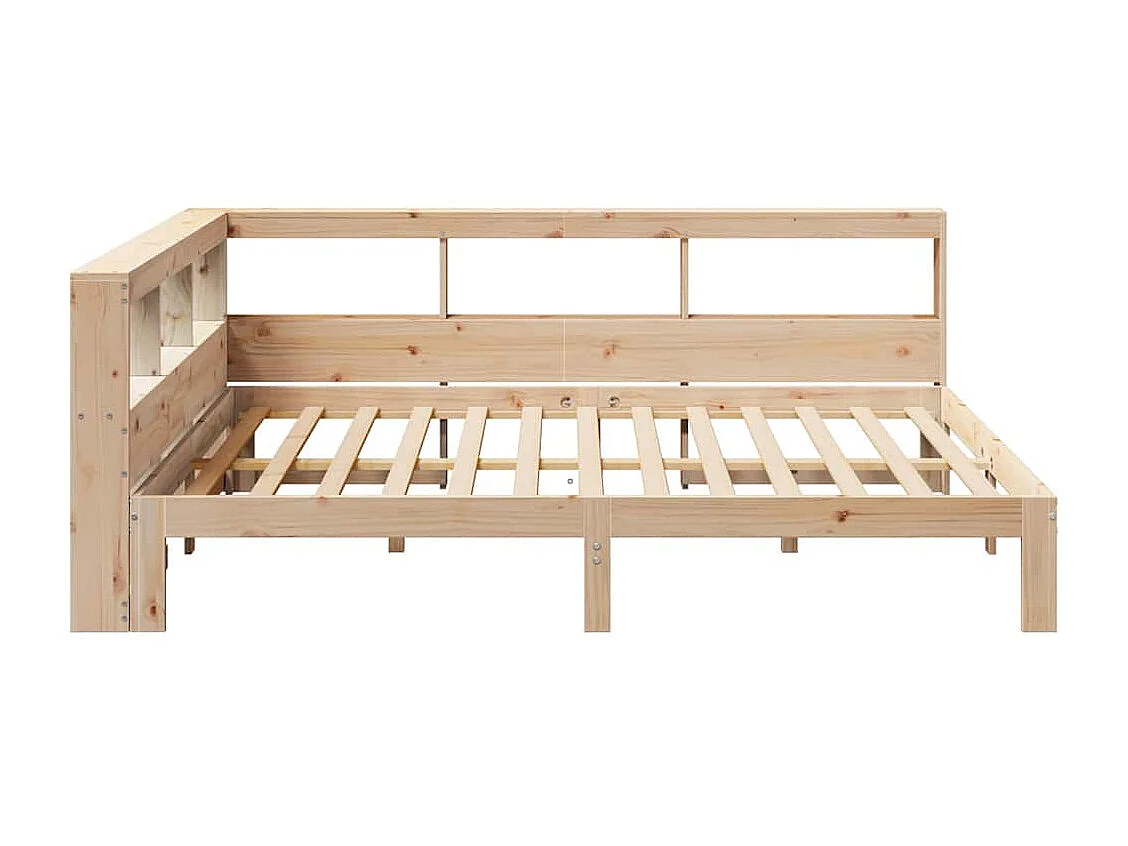 Bed met boekenkast zonder matras massief grenenhout 140x190 cm