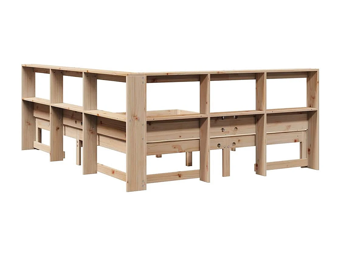 Bed met boekenkast zonder matras massief grenenhout 140x190 cm