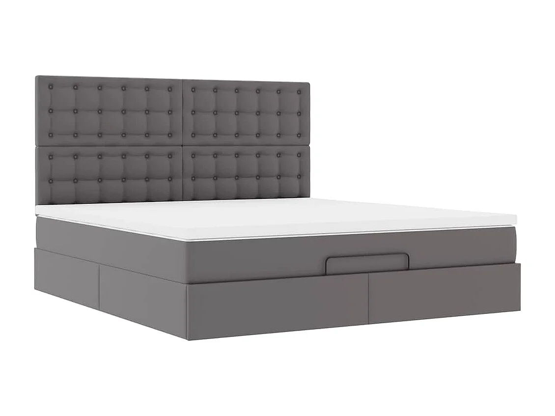 Cadre de lit ottoman avec matelas gris 160x200 cm similicuir