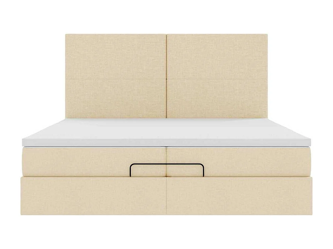 Cadre de lit ottoman avec matelas crème 200x200cm tissu