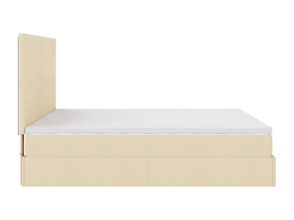 Cadre de lit ottoman avec matelas crème 200x200cm tissu