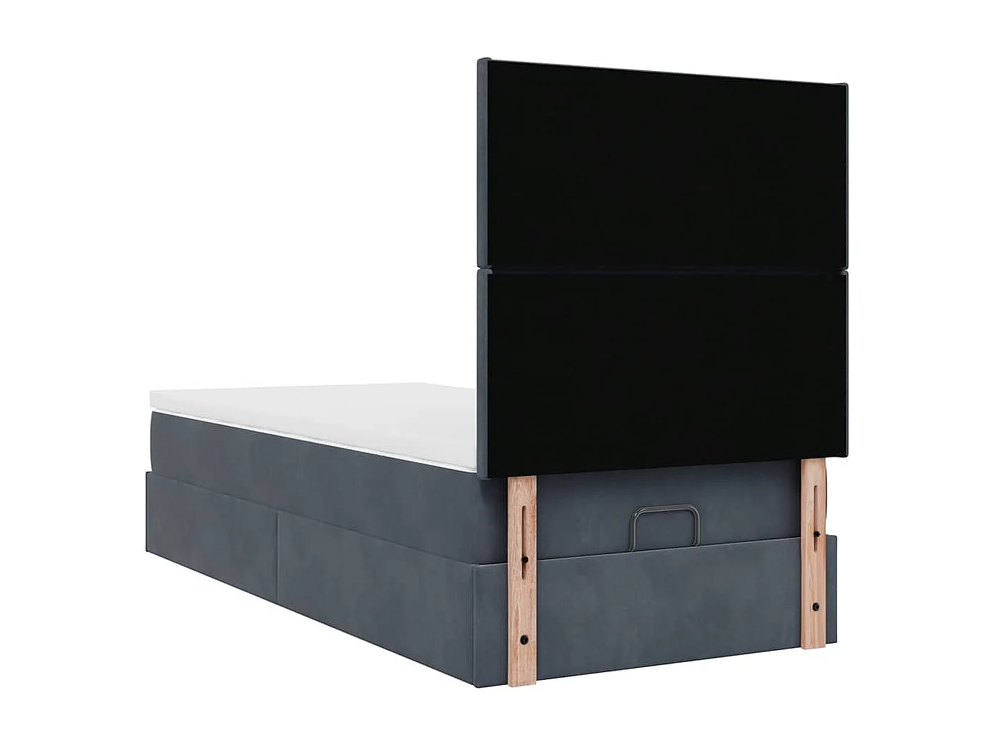 Cadre de lit ottoman et matelas gris foncé 90x200 cm velours
