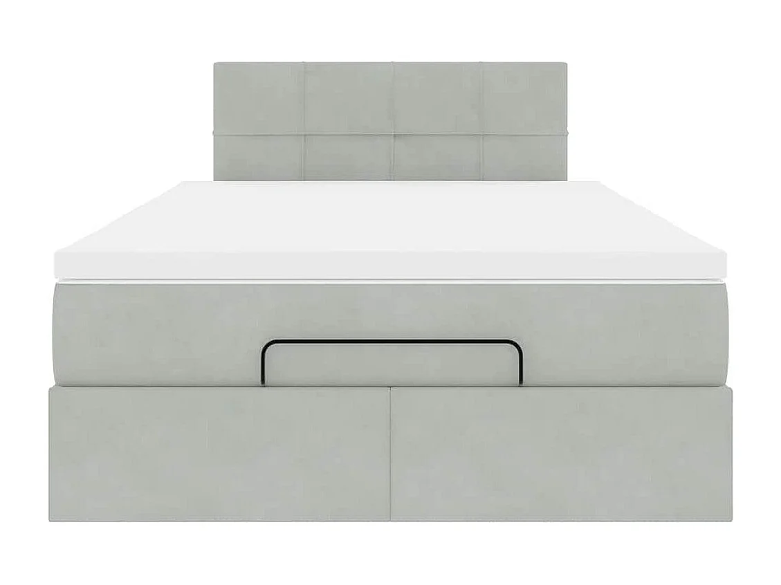 Cadre de lit ottoman et matelas gris clair 120x200 cm velours