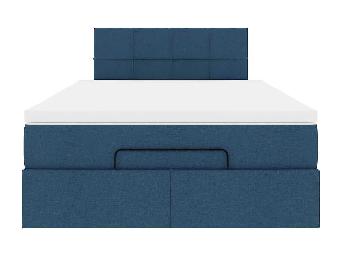 Lit ottoman avec matelas bleu 120x200 cm tissu
