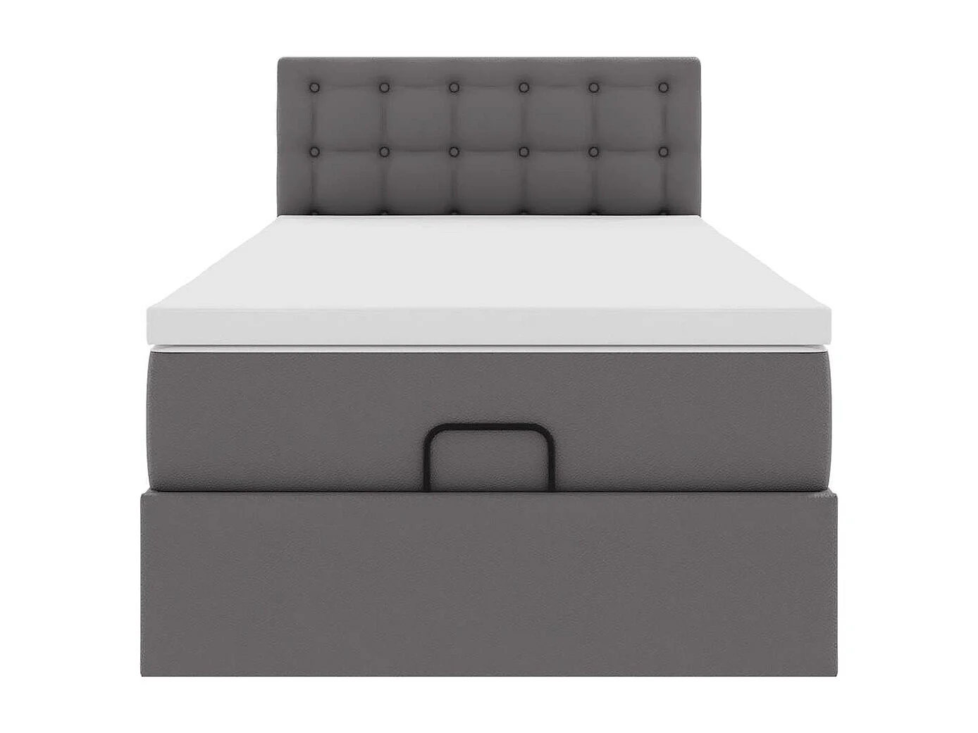 Cadre de lit ottoman avec matelas gris 90x200 cm similicuir
