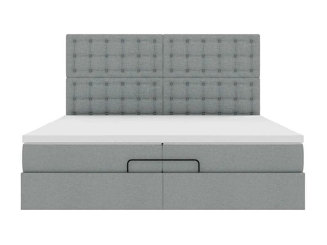 Cadre de lit ottoman et matelas gris clair 200x200cm tissu