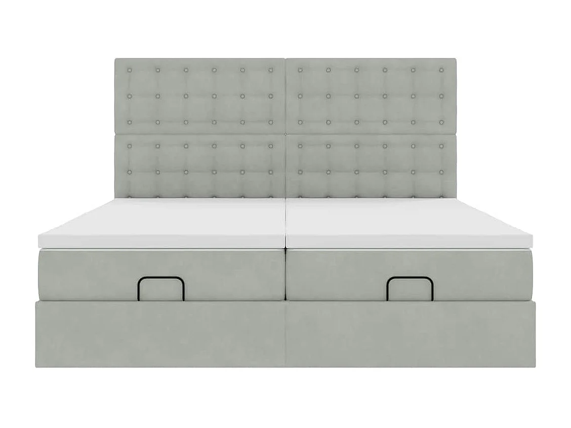 Cadre de lit ottoman avec matelas gris clair 200x200 cm velours