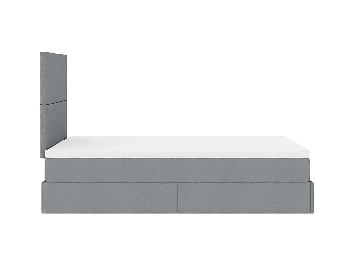 Cadre de lit ottoman et matelas gris clair 120x200 cm tissu