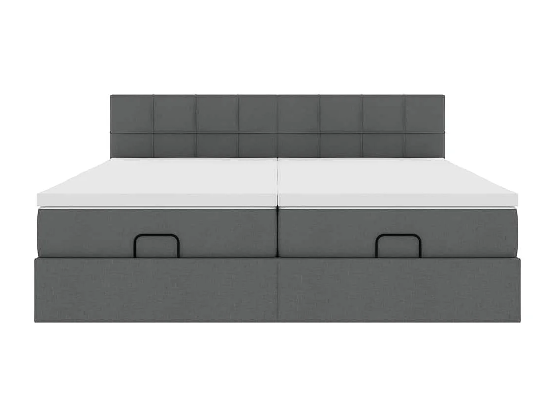 Estrutura de cama otomana com colchões tecido cinzento escuro