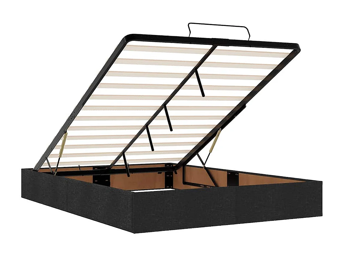 Cadre de lit ottoman avec matelas noir 140x200 cm tissu