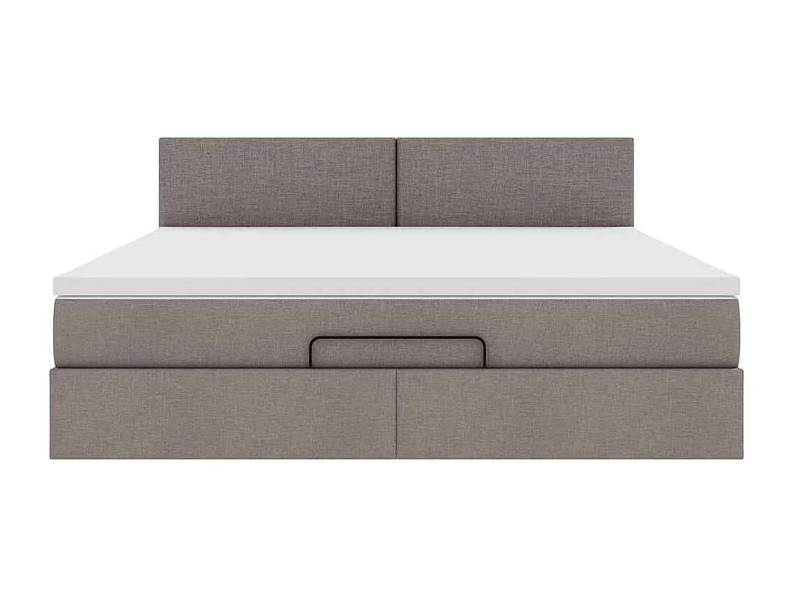 Cadre de lit ottoman avec matelas taupe 160x200 cm tissu