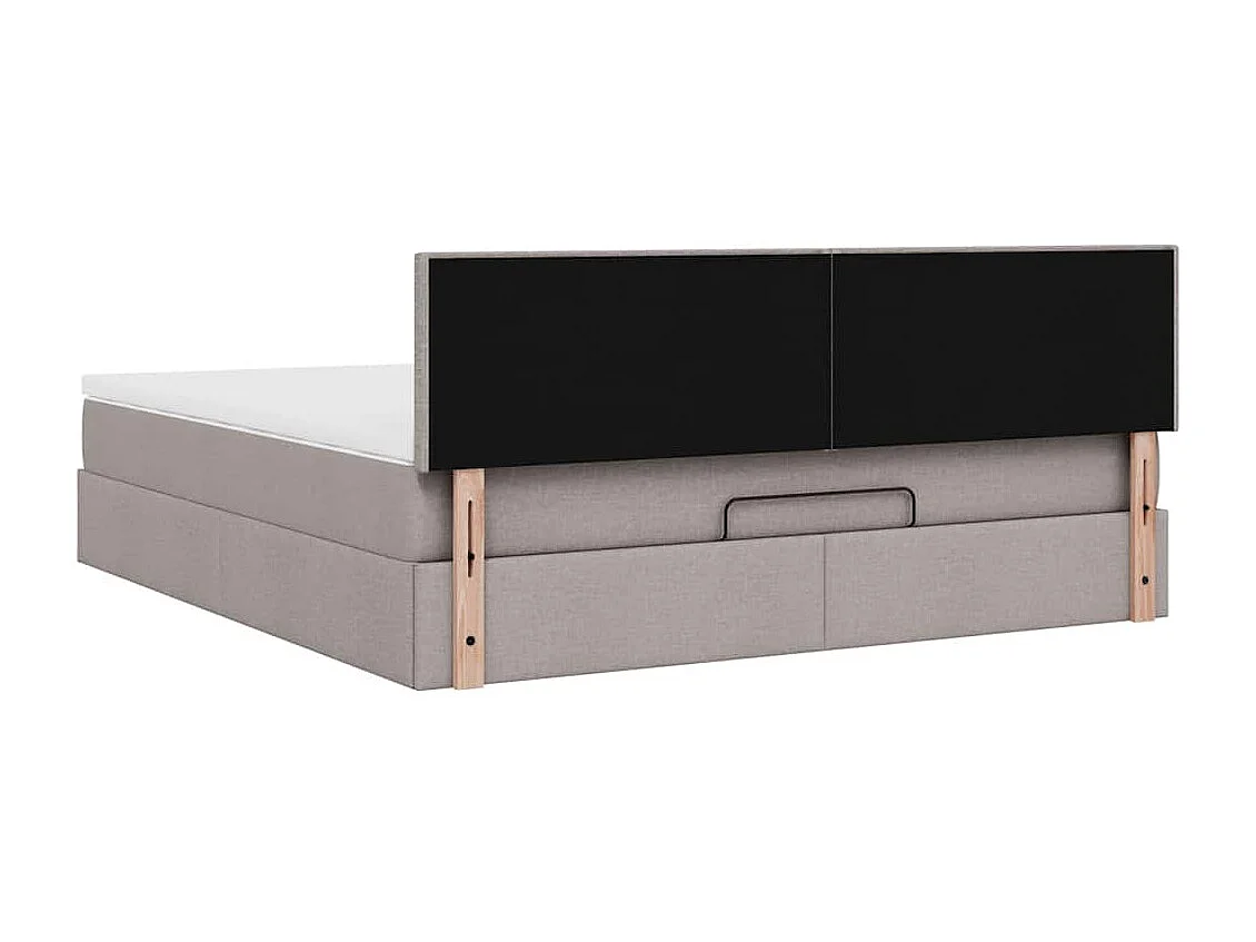 Cadre de lit ottoman avec matelas taupe 160x200 cm tissu
