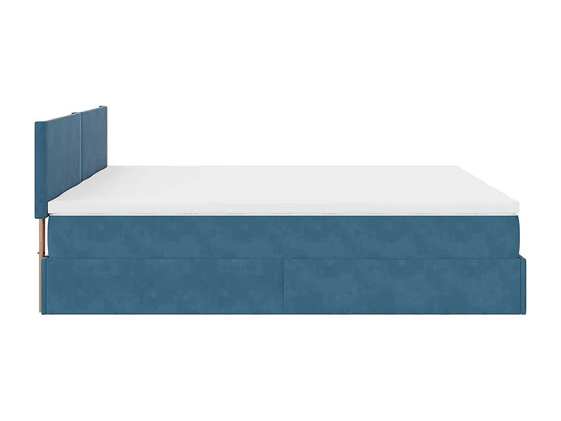 Estructura de cama otomana colchones terciopelo azul oscuro